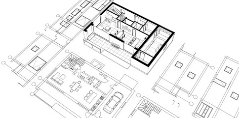 Poster - architecture modern house 3d illustration