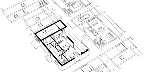 Poster - architecture modern house 3d illustration