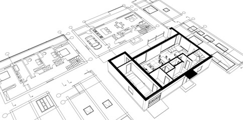 Poster - architecture modern house 3d illustration