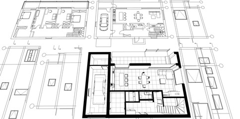 Poster - architecture modern house 3d illustration