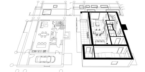 Poster - architecture modern house 3d illustration