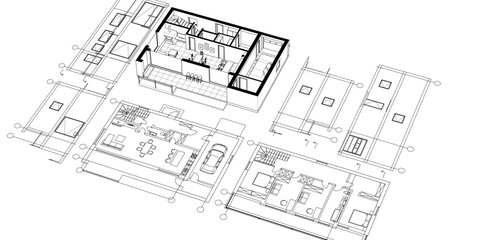 Poster - architecture modern house 3d illustration