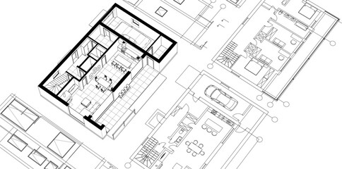 Poster - architecture modern house 3d illustration
