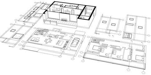 Poster - architecture modern house 3d illustration