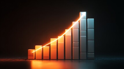 Poster - A D financial bar chart with a glowing upward trend, symbolizing business growth and success