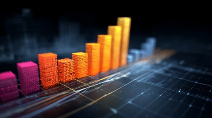 Aufkleber - A D financial graph with ascending bars and vibrant colors, symbolizing growth and success in a competitive market environment.