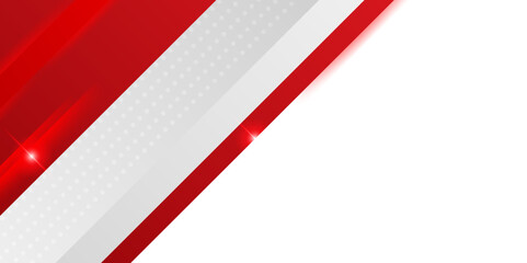 Poster - Abstract modern 3d red, white background with lines arrow geometric overlap shape elements.  Abstract tech graphic background design. Modern graphic design template elements for poster, flyer, cover. 