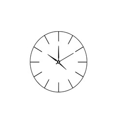 Fototapete - Simple Clock Line Art: A minimalist black and white illustration of a classic clock, showcasing its clean lines and simple design, perfect for time-related concepts.