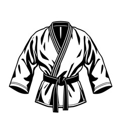 Fototapete - Karate Gi Illustration: A bold line art illustration depicts a karate uniform with a black belt, showcasing its classic design and martial arts style.
