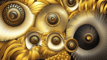 Leinwandbilder - Elegant golden abstract art deco background with concentric circles and intricate details