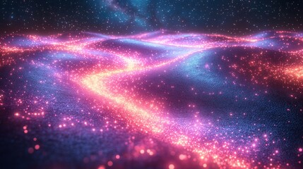 Poster - Mystical Glittering Galaxy Landscape with Sparkling Stars in the Night