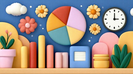 AI & Fintech Illustration With Modern A colorful, playful display of shapes and objects for creative inspiration.