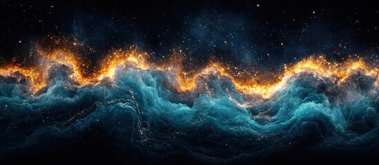 Poster - Mystical Convergence of Celestial Fire and Oceanic Depths Panoramic View