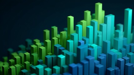 Poster - A dynamic D bar chart in blue and green, representing financial growth and investment trends.