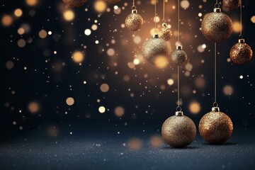 Poster - Elegant christmas ornaments creating a festive atmosphere with warm bokeh lights and glitter