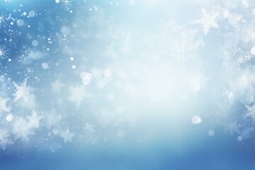 Poster - Snowflakes gently falling against a soft blue background, creating a magical winter wonderland atmosphere