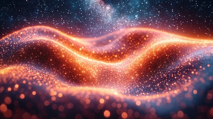 Poster - Vibrant cosmic flow with glowing particles, creating a mesmerizing abstract wave