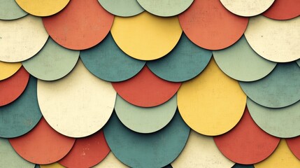Poster - Retro circles overlapping with paper texture for a vintage background