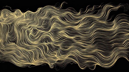 Poster - Abstract Golden Waves on Black Background, A Mesmerizing Visual Harmony