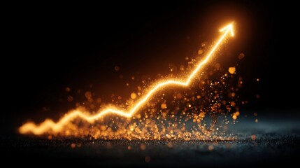 Poster - A glowing line graph with an upward trend, representing financial success and economic growth