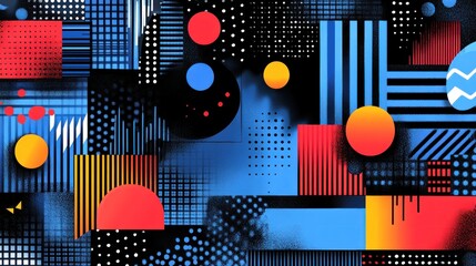 Leinwandbilder - Abstract Geometric Composition with Vibrant Colors and Dynamic Patterns