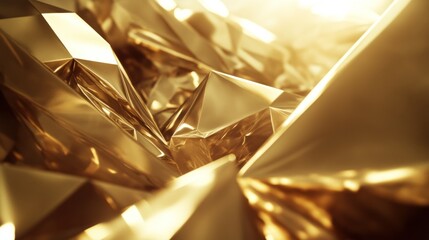 Poster - Abstract Golden Geometrical Surface with Warm Light Illuminating