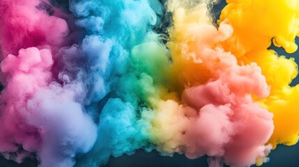 Leinwandbilder - Colorful Smoke Explosion Background with Vibrant Hues of Pink, Blue and Yellow