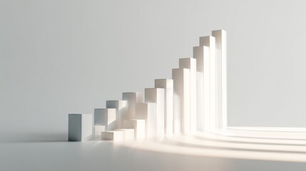 Poster - A minimalistic D graph with soft shadows on a white background, perfect for financial reports and presentations
