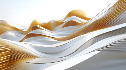 Poster - Elegant Golden and White Abstract Waves for a Sophisticated Design