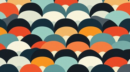 Poster - Retro Inspired Seamless Pattern with Semicircles in Bold Colors