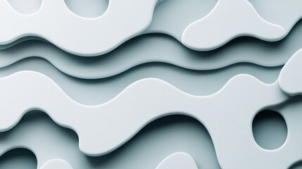 Leinwandbilder - Elegant Abstract Wave Pattern in Serene Blue and White Tones Creates Depth