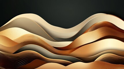 Poster - Elegant abstract background with flowing golden waves and dark accents