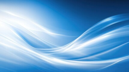 Leinwandbilder - Elegant Abstract Blue Background with Flowing Luminous Lines Design