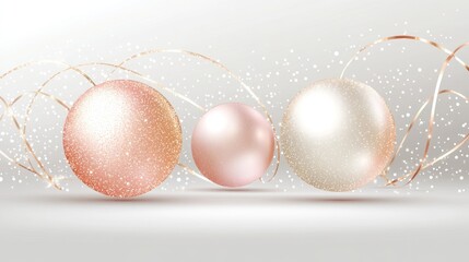 Poster - Elegant sphere ornaments with glitter and ribbons for festive designs