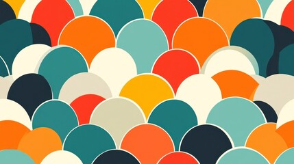 Leinwandbilder - Colorful abstract pattern of overlapping semicircles for backgrounds
