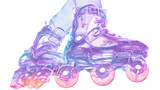 Neon Roller Skates, isolated on transparent background