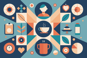 Poster - Abstract geometric vector illustration featuring stylized icons and decorative elements for design projects