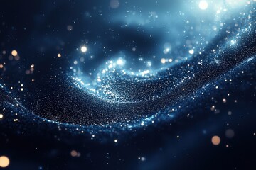 Wall Mural - Abstract glowing spiral galaxy with luminous particles on a dark background