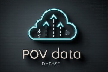 Poster - Futuristic digital data logo with cloud and arrows signifying connectivity