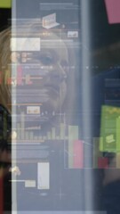 Poster - Animation of financial data processing over diverse business people working at office