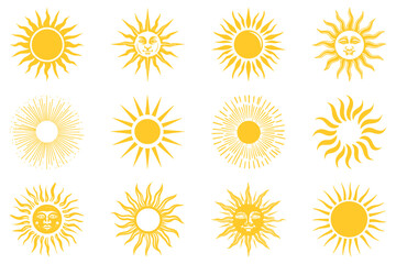 Poster - Vintage sun symbol collection element vector set