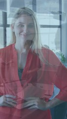 Poster - Animation of financial data processing over diverse business people working at office