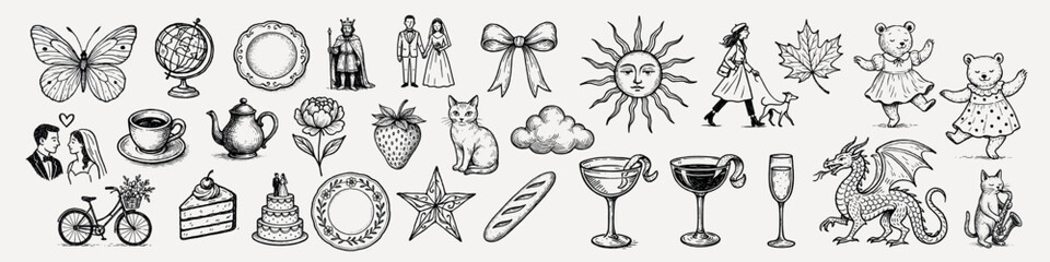 Poster - Vintage decorative illustration elements vector