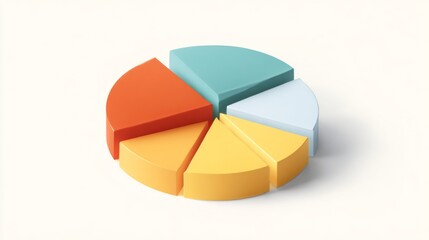 Poster - Colorful pie chart segmented into sections on a plain white background, sleek and modern, ideal for data visualization.