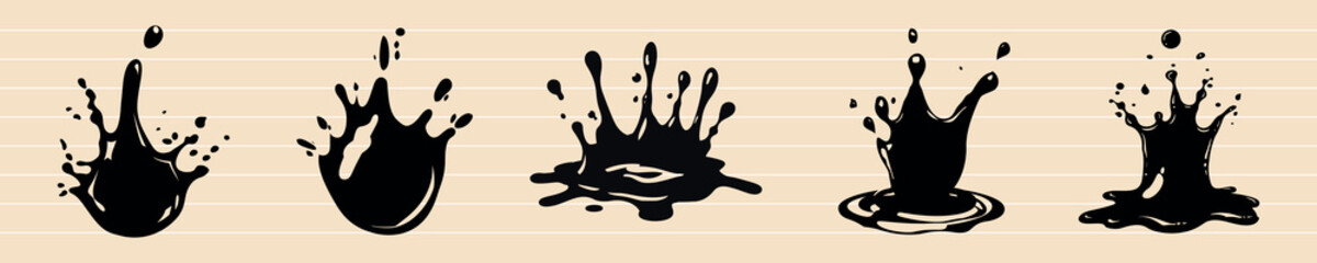 Poster - Artistic black ink splashes, element vector set