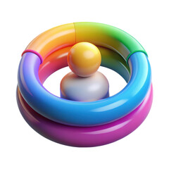 Aufkleber - 3d rendering icon of a person surrounded by colorful rings land transportation isolated on white background,modern abstract design,glossy geometric shapes against background