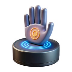 Aufkleber - Abstract hand icon with glowing circle and blue waves high quality 3d rendering icon land transportation isolated on white background