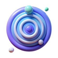 Aufkleber - Concentric rings with spheres,a high quality 3d rendering icon featuring abstract purple,blue,and white layers with floating elements against a background