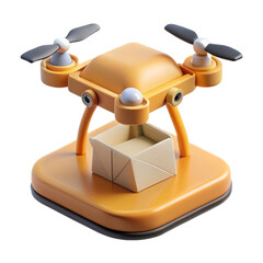 Poster - Conceptual 3d rendering icon of a drone delivering a parcel against a solid background land transportation isolated on white background depicting modern logistics and delivery services