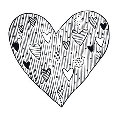 Poster - Heart doodle illustration black vector
